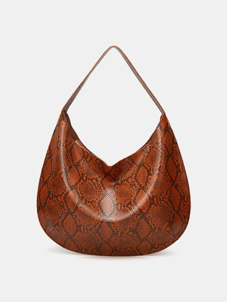 Women Large Capacity Snake Pattern Shoulder Bag Handbag Tote