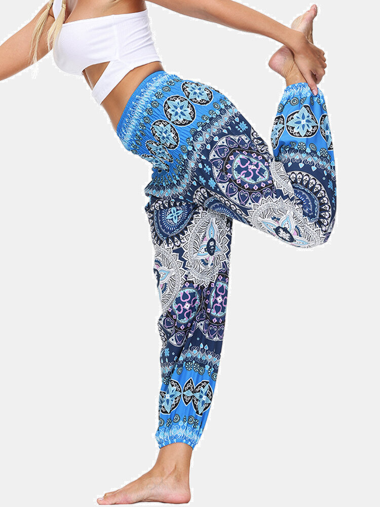 Bohemia Geometric Print Pocket Yoga Bloomers Pants