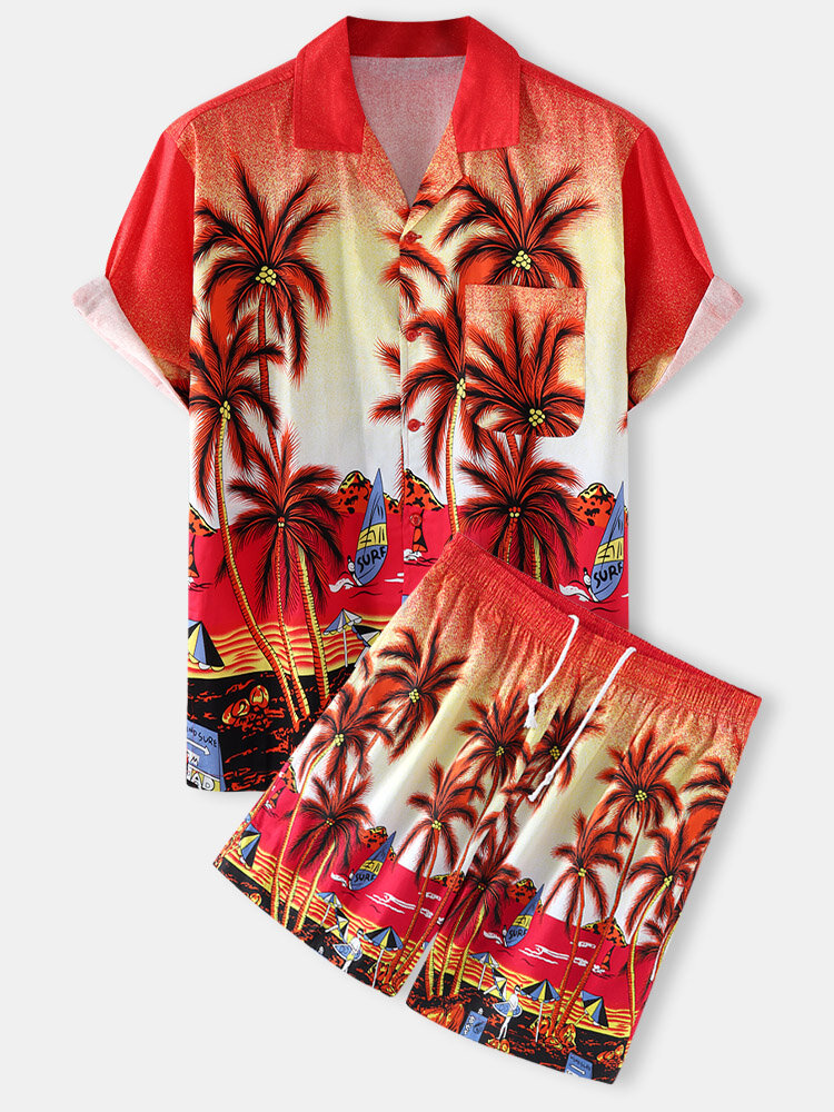 

Coconut Tree Print Revere Co-ords, Red