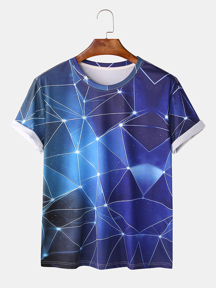Mens Cool Star Geometric Constellation Space Print T-shirts