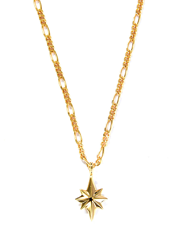 Trendy Simple Multi-angle Six-pointed Star Shape 925 Sterling Silver 18K Gold Plated Necklace