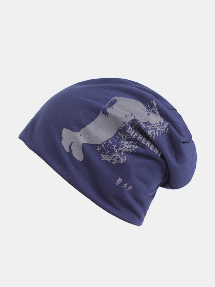 Mens Unisex Cotton Printed Bonnet Beanies Hats Outdoor Ear Protection Warm Skullies Hat