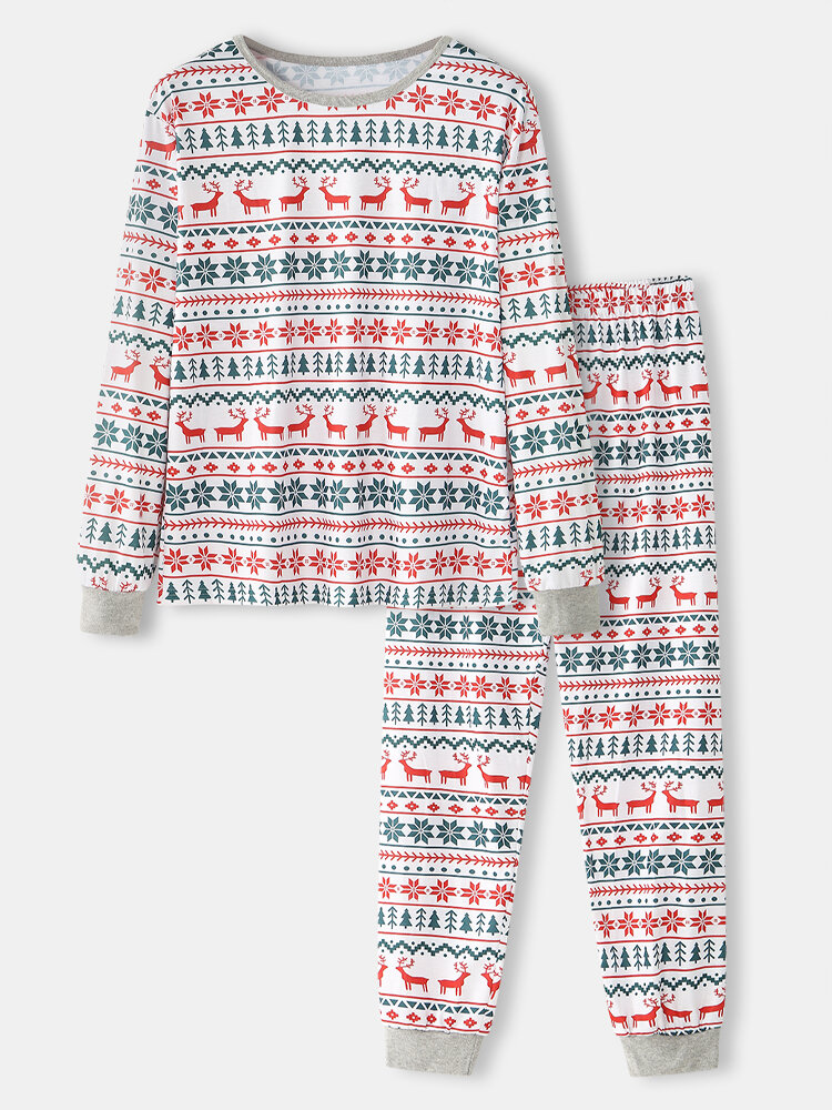 Allover Christmas Element Print Loose Homewear Jogger Pants Pajamas Set For Men