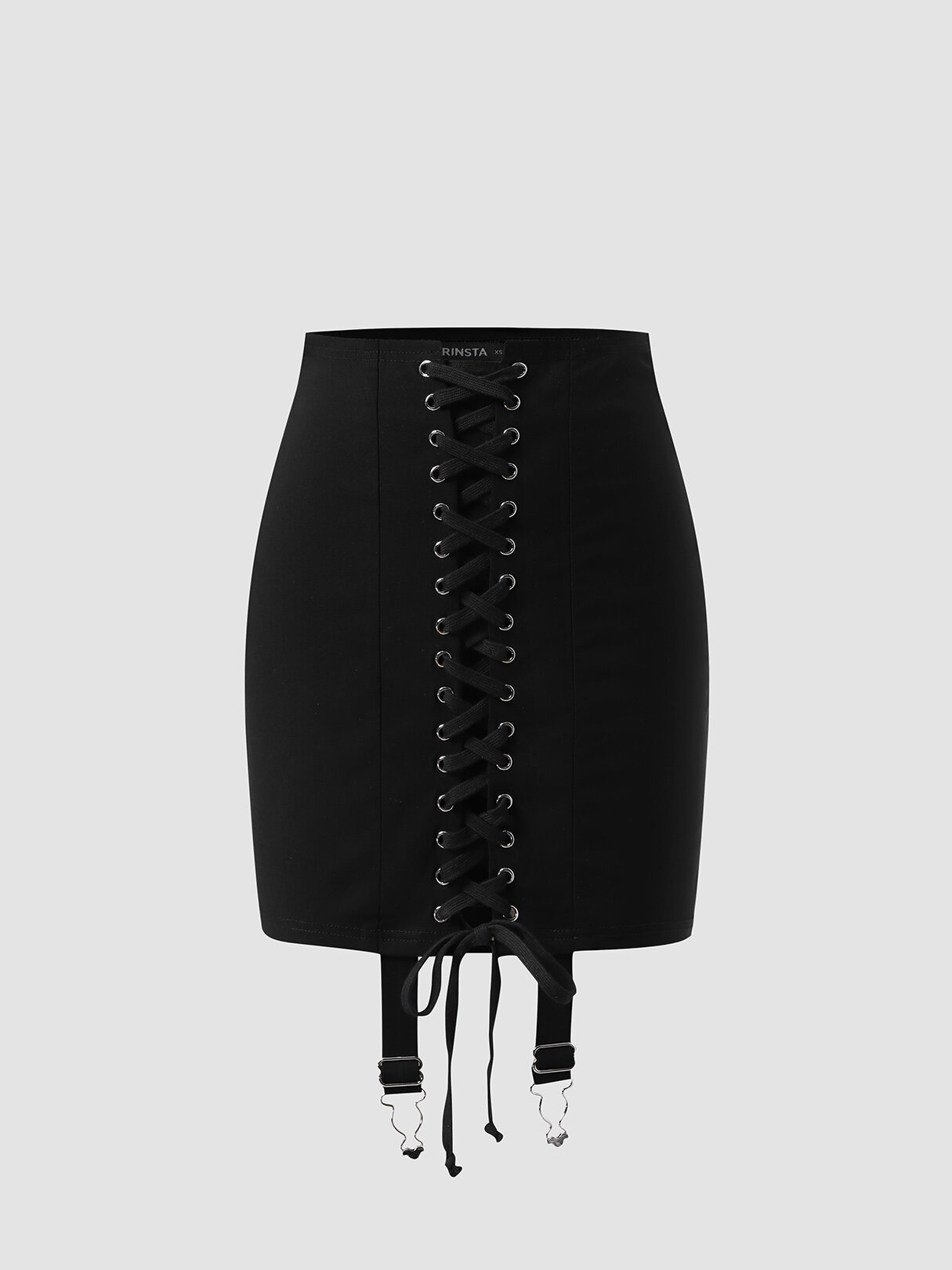 Solid Lace Up Invisible Zip Skirt For Women