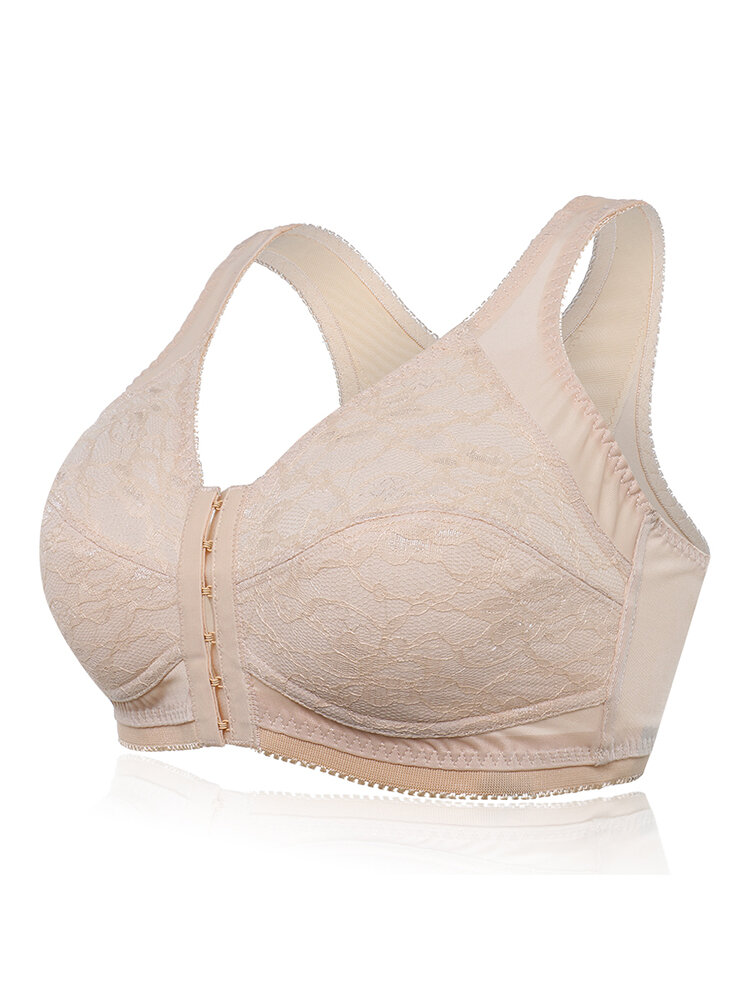 Sexy Front Closure Wireless Wide Shoulder Thin Full Coverage Bras - NewChic