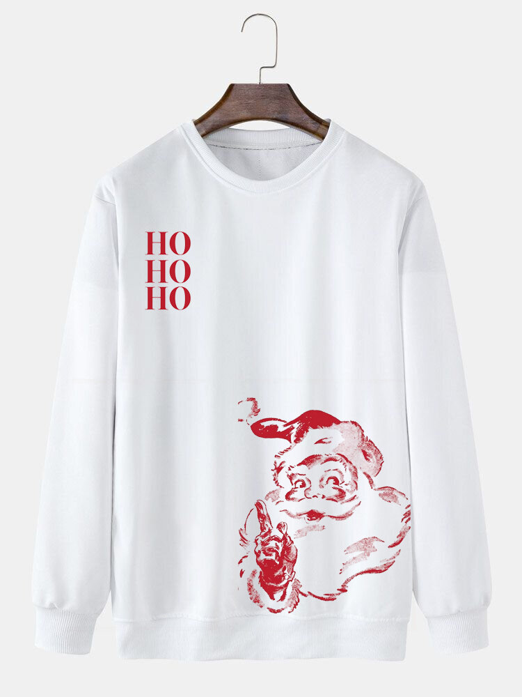 ChArmkpR Mens Christmas Santa Claus Letter Print Crew Neck Pullover Sweatshirts Winter