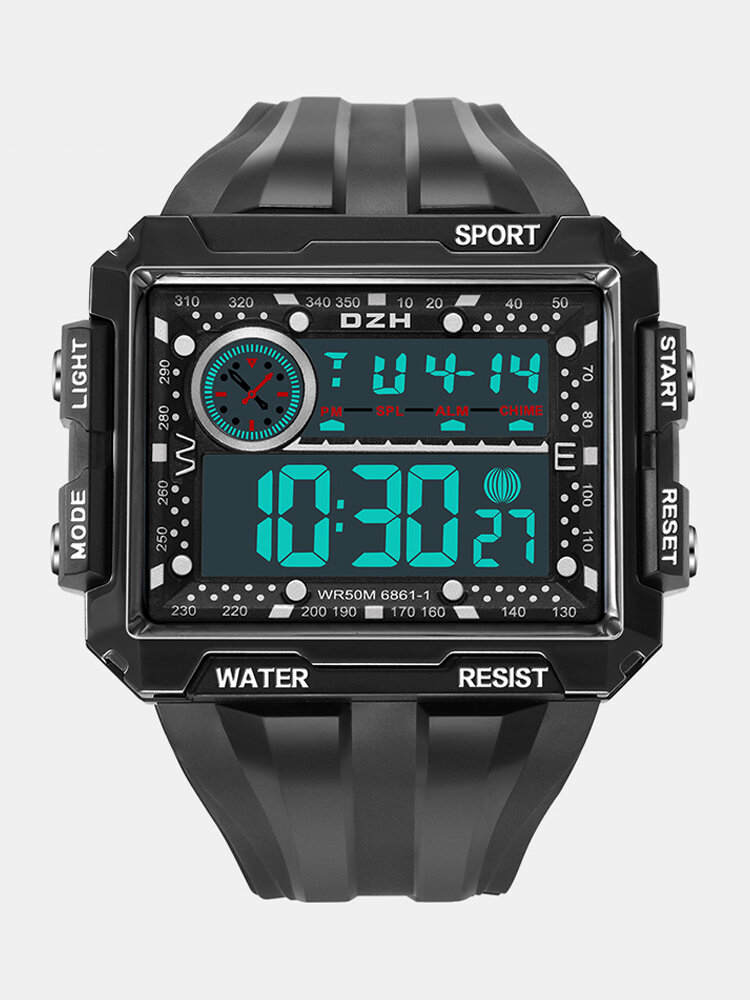 4 Colors Plastic Men Sports Large Screen Display Watches Luminous Waterproof Multifunctional Digital Watches