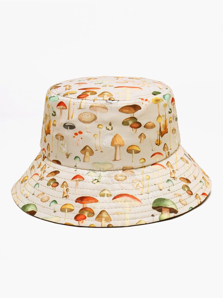 

Collrown Women & Men Mushroom Pattern Print Casual Soft Outdoor Travel Bucket Hat, Beige