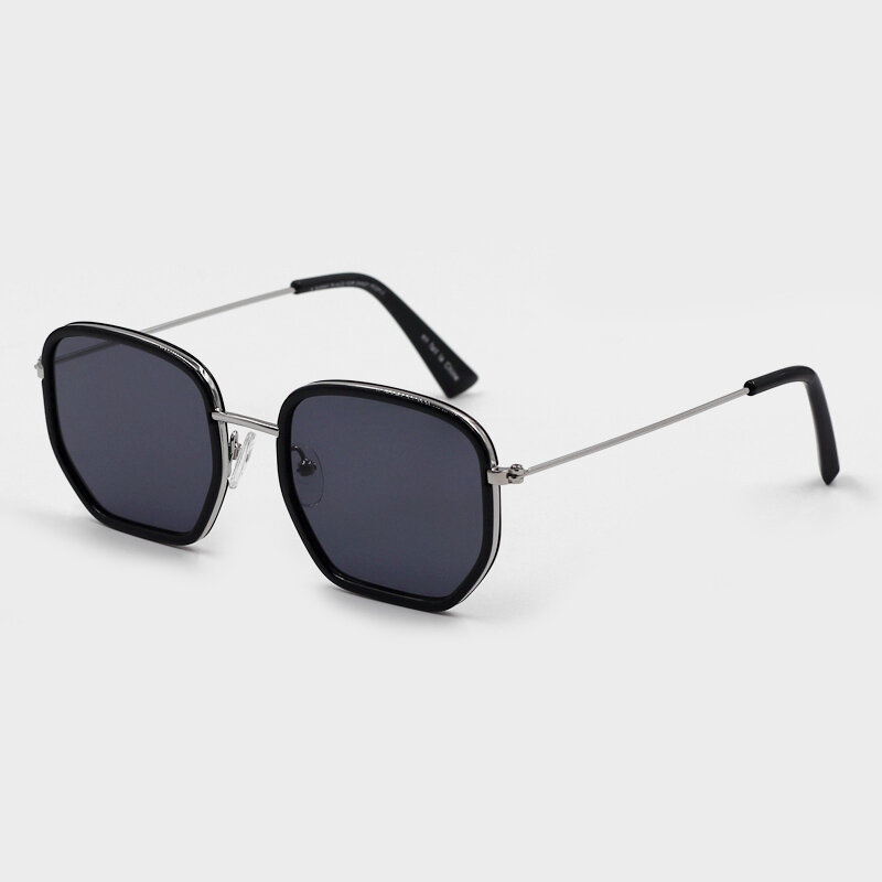 

Women Metal Frame Retro Fashion Irregular Shpae UV Protection Sunglasses, Black