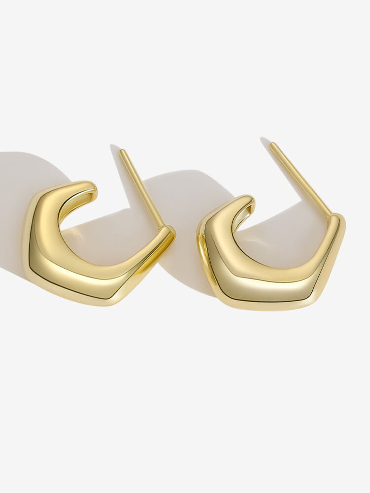 Trendy Simple Geometric Pentagon-shaped S925 Hoop Earrings