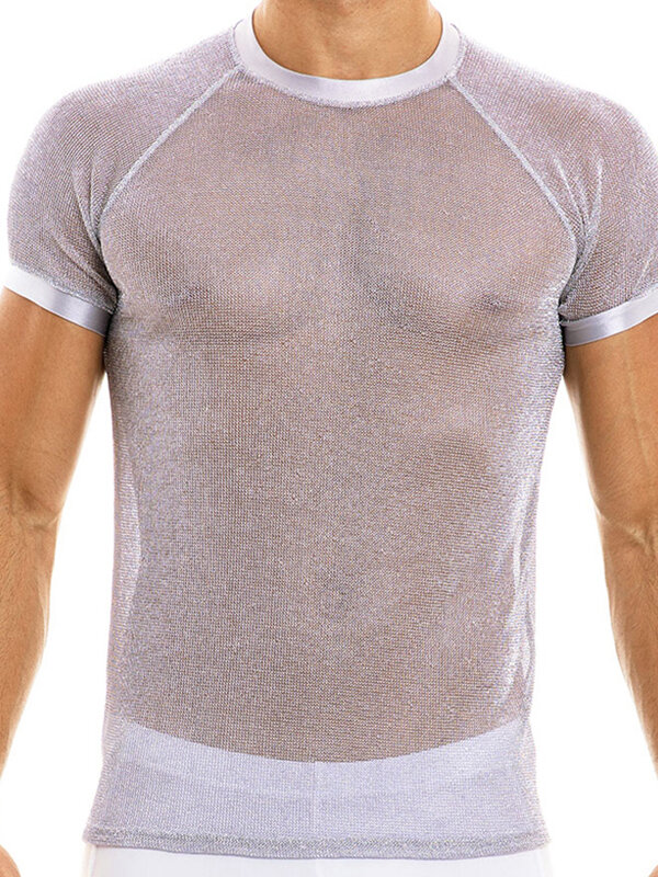 Men's Sexy Shiny Mesh See-through T-Shirts