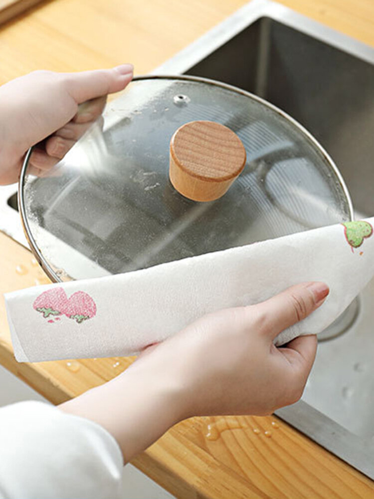 

50 PCS Disposable Kitchen Dishcloth Dry And Wet Dual-Use Lazy Rag Non-Woven Cloth Does Not Shed Hair Can Be Washed
