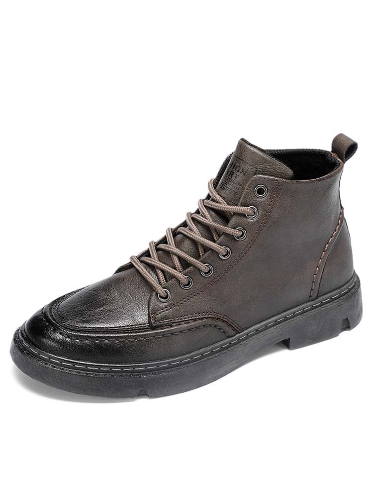 Men Brief Non Slip Wearable PU Leather Casual Ankle Boots