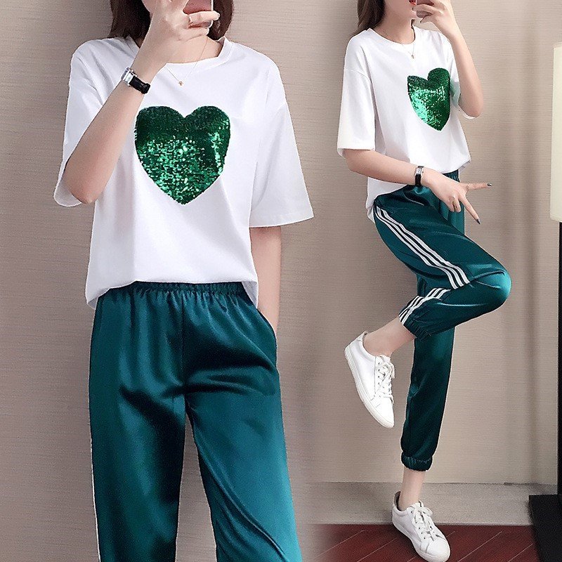 Loose Short-sleeved Cotton Sportswear Two-piece Casual Suit