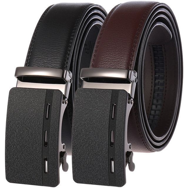 New Automatic Buckle Belt Men's Belt Two-layer Leather 