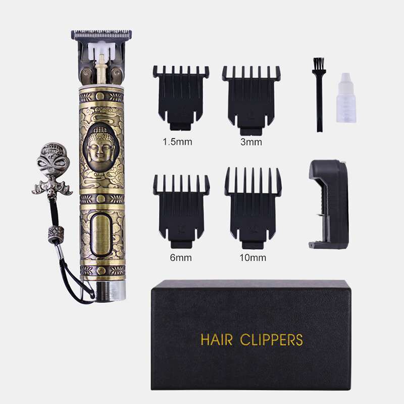 

Lasting Waterproof Electric Hair Trimmer Set Rechargeable Cordless Men Hair Clipper, Gold