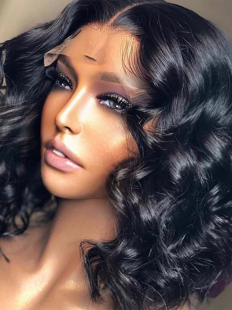 Black Front Lace Mid-point Big Wave Curly Hair Chemical Fiber Head Cover Lace Wigs