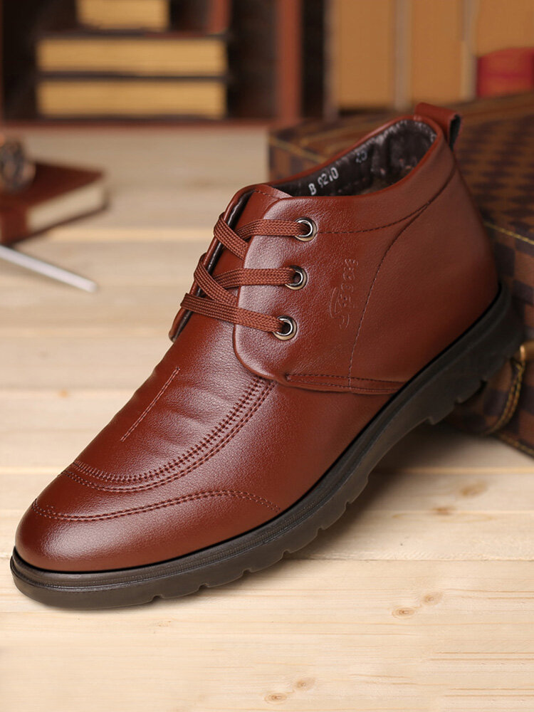 Men Microfiber Leather Stitching Non Slip Business Casual Boots