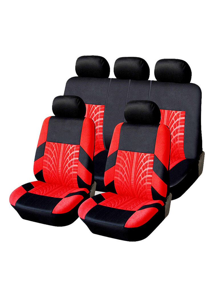 

Universal 9PCS Full SetAuto Seat Covers Tyre Track Embossed Car Seat Cover For Car Truck SUV Van 4 Colors Durable Poly