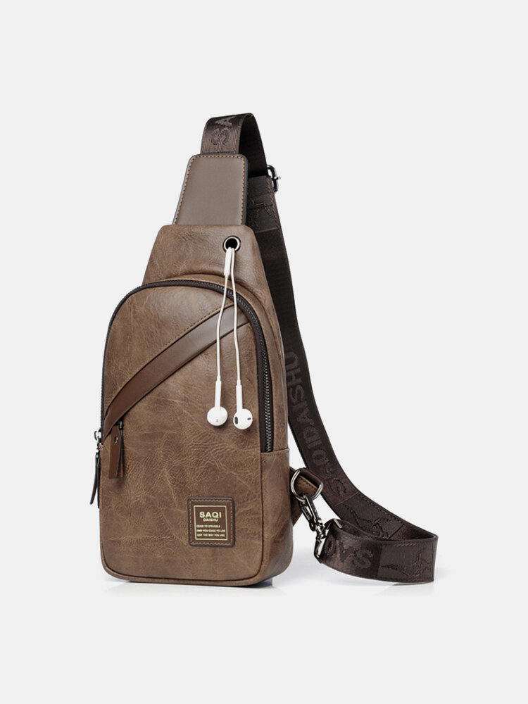 Menico Men Artificial Leather Vintage Outdoor Casual Waterproof One Shoulder Messenger Bag Chest Bag