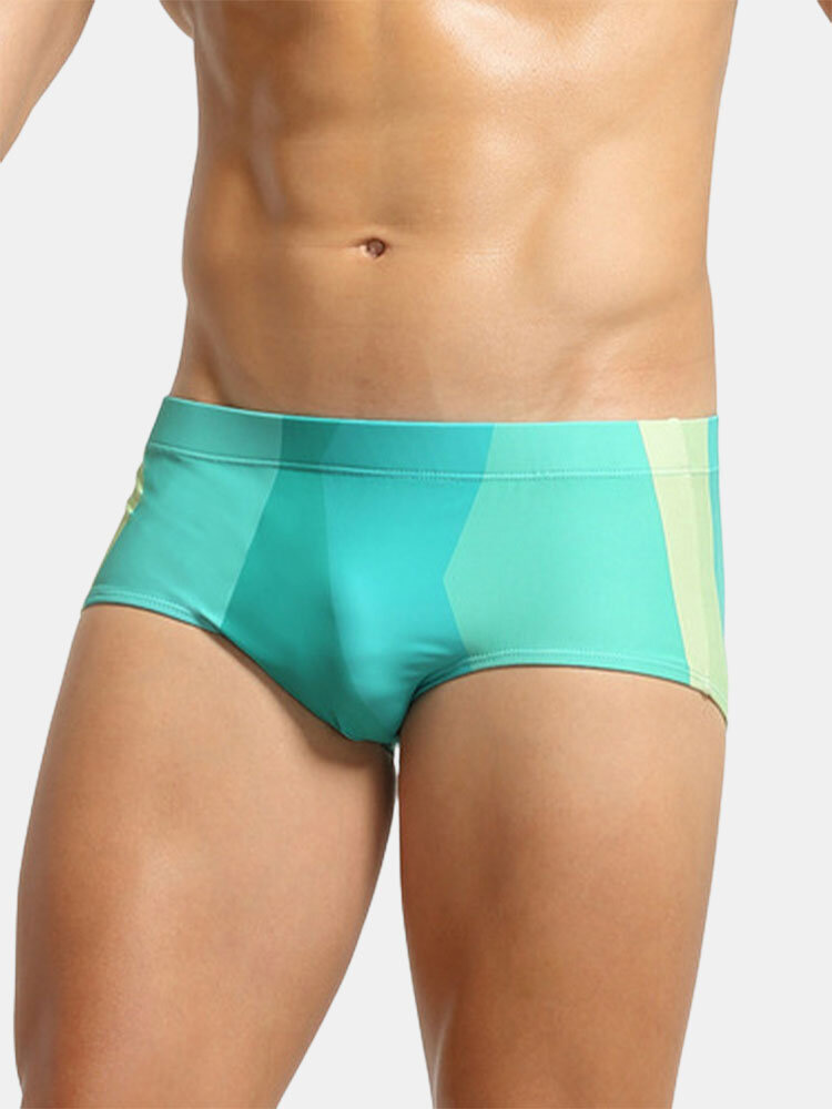 Men Geometric Print Soft Moisture Wicking Breathable Swimwear