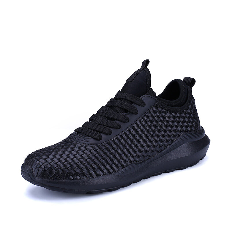 Large Size Men Light Weight Knitted Lace Up Sport Casual Shoes
