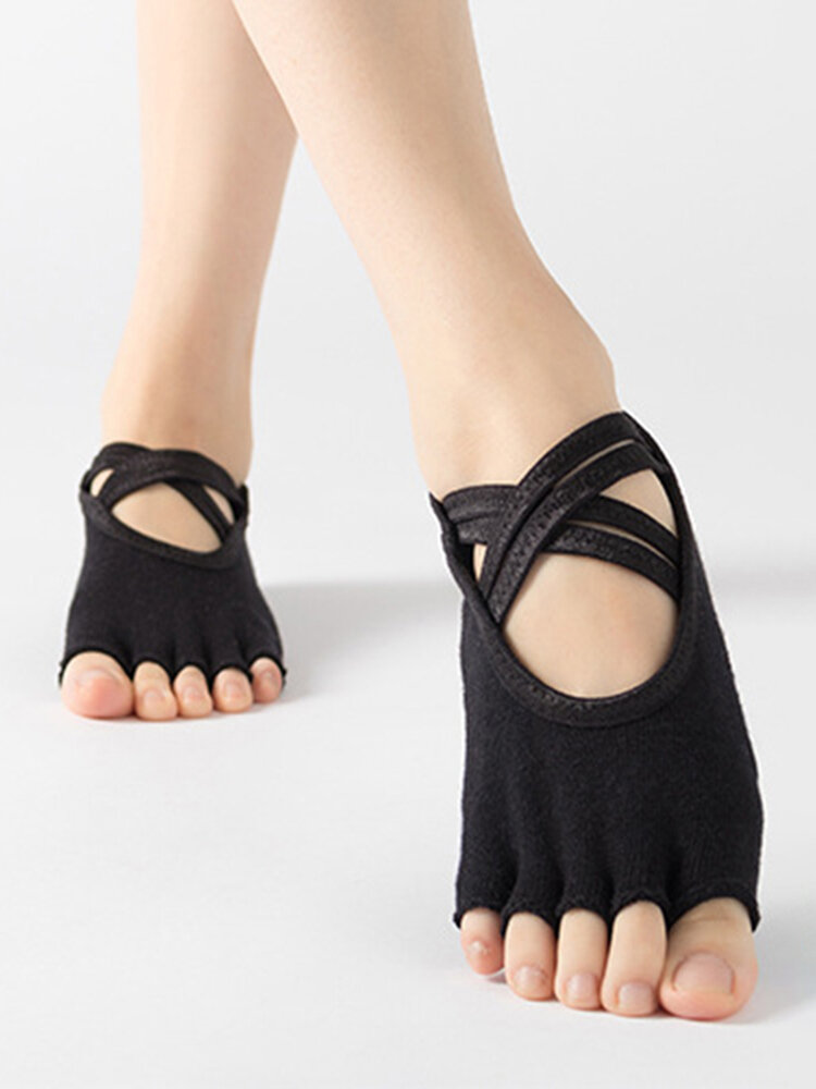 Women's Terry Yoga Socks Five Finger Socks Double Cross With Anti-slip Socks
