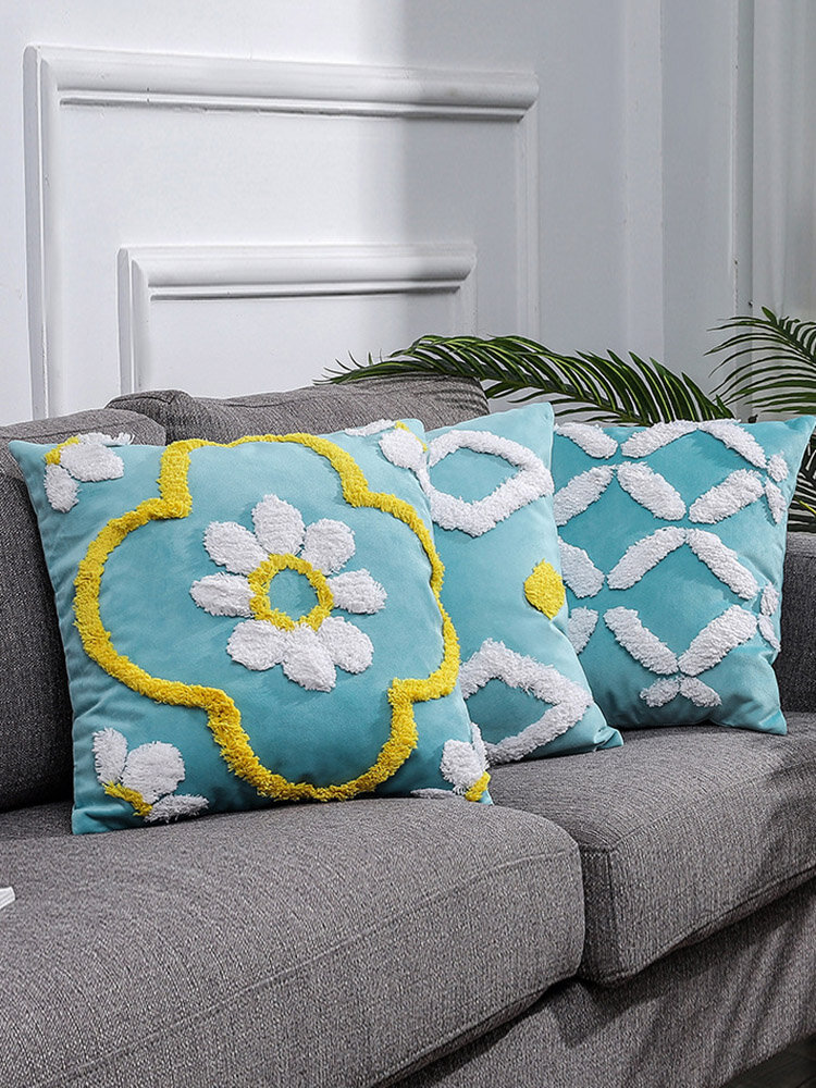 1 PC Velvet Flower Brief Pattern Decoration In Bedroom Living Room Sofa Cushion Cover Throw Pillow Cover Pillowcase