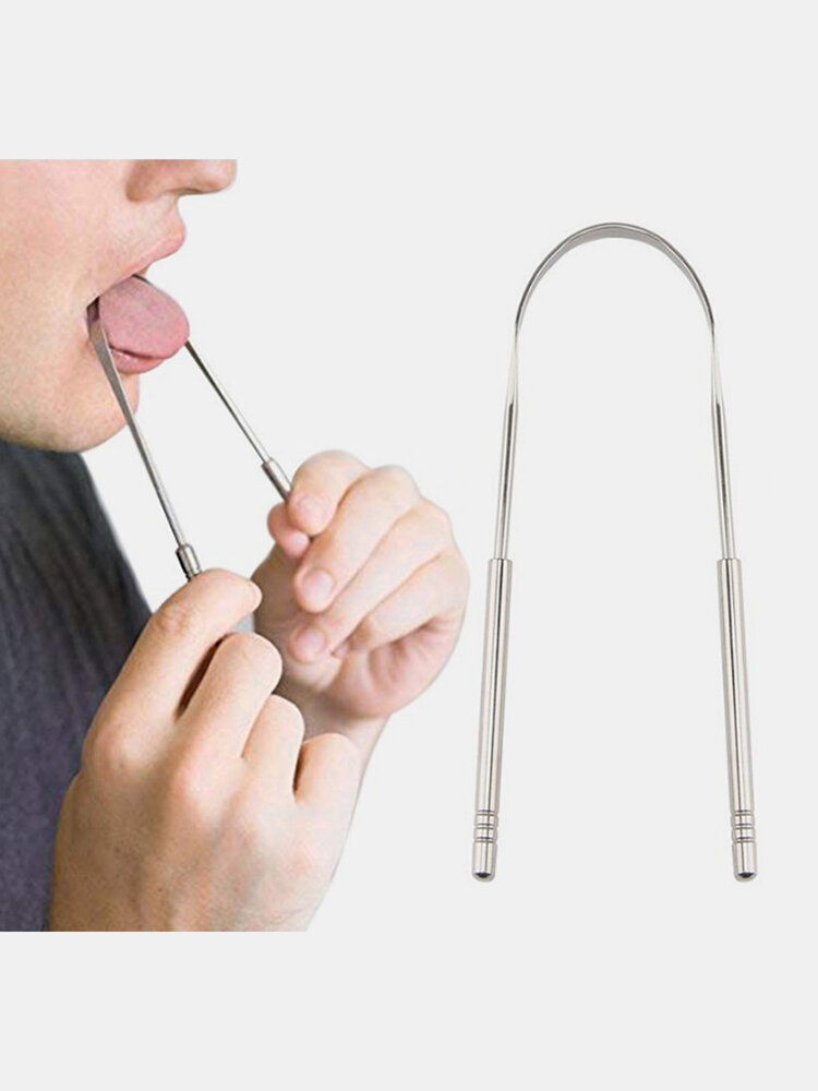 Tongue Scraper Stainless Steel Oral Tongue Cleaner Brush Fresh Breath Cleaning Coated Tongue Toothbrush Oral Hygiene Car