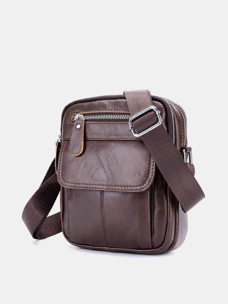 

Genuine Leather Multifunction Anti-theft Multi-Layers Casual Crossbody Bag Shoulder Bag, Black;coffee