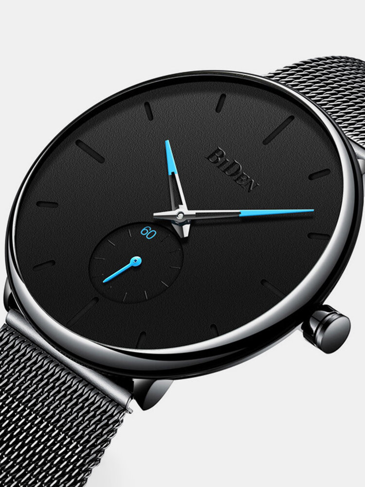 Business Quartz Watches No Number Thin Dial Stainless Steel Strap Fashion Jewelry for Men