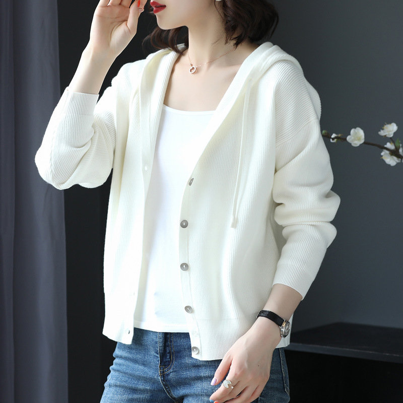 Hooded Sweater Coat Long-sleeved Knit Sweater Cardigan