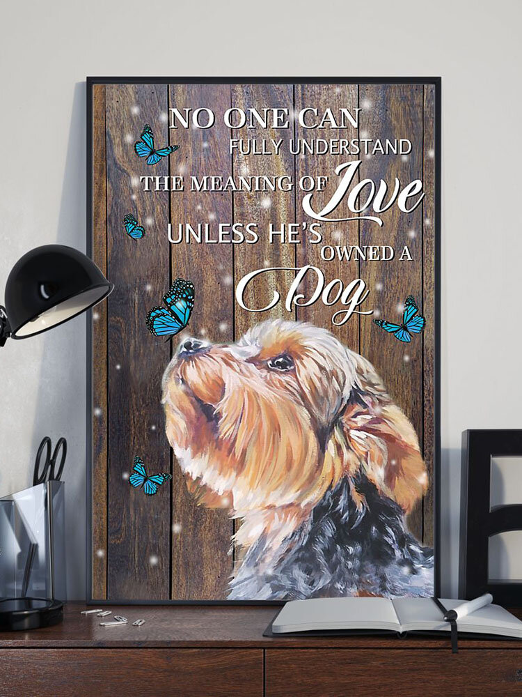 Dog And Letter Pattern Canvas Painting Unframed Wall Art Canvas Living Room Home Decor