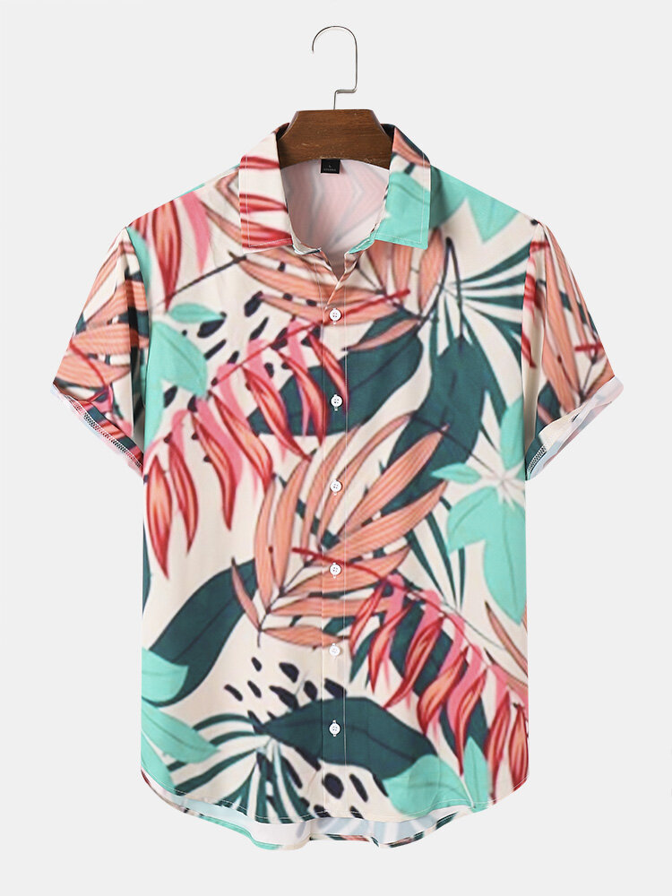 قمصان رجالية مناسبة للبشرة بتصميم أوراق استوائية Soft