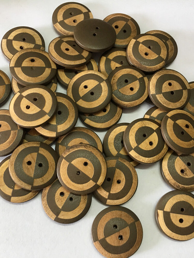 

100Pcs Natural Wood Sewing Buttons  Diameter 2 Holes Cloth Buttons DIY Handcraft Meterials