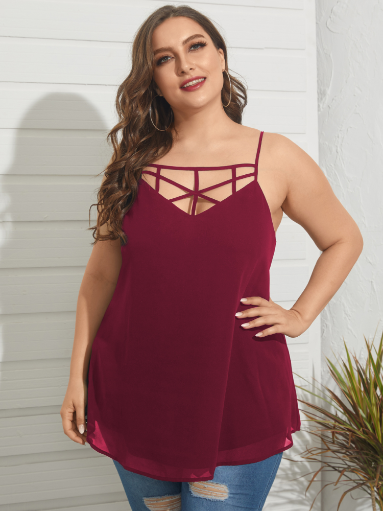 Straps Hollow Out Plus Size Sexy Tank Top