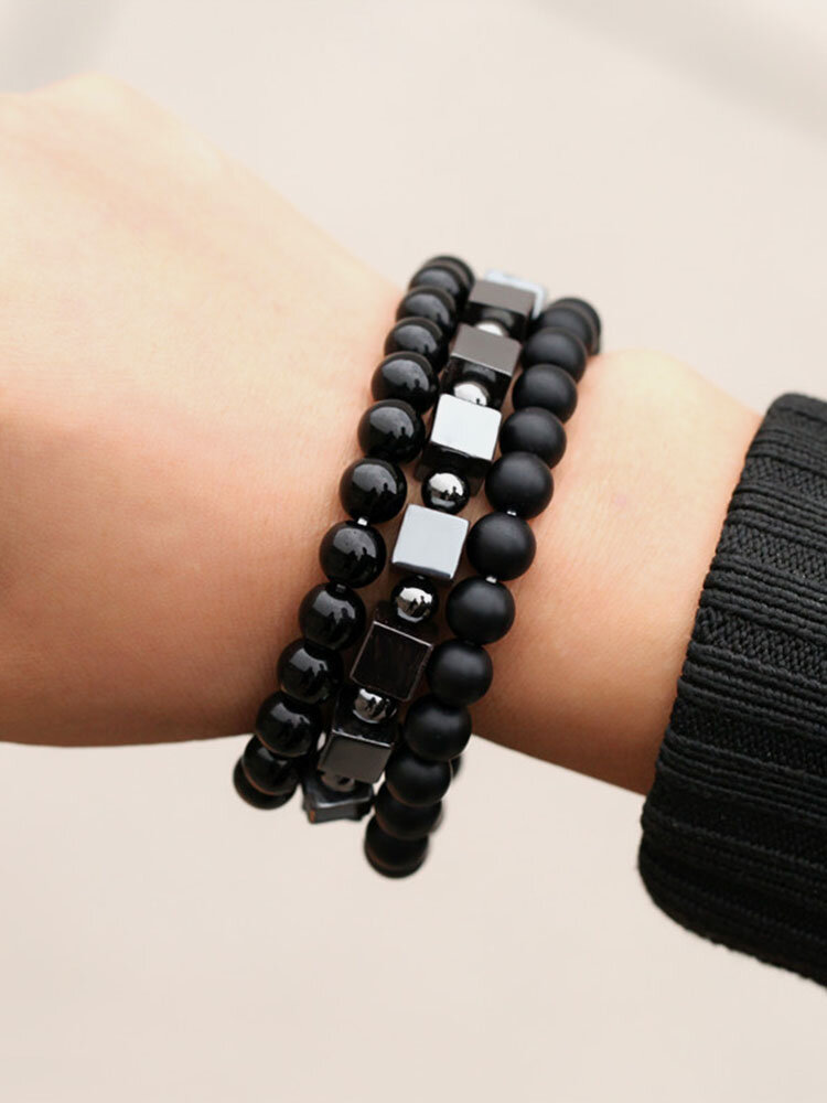 3 Pcs/Set Vintage Multi-layers DIY Geometric-shaped Beads Bracelet