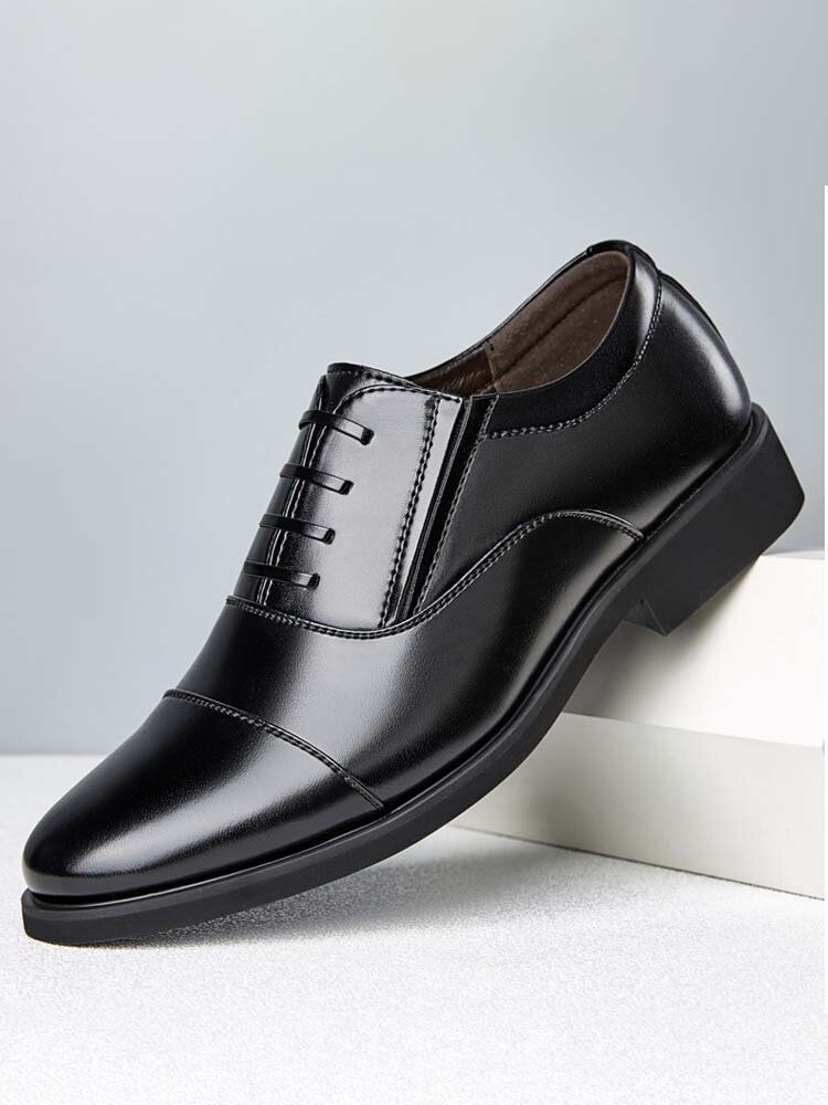 Men Stitching Slip-on Microfiber Leather Brief Casual Business Shoes