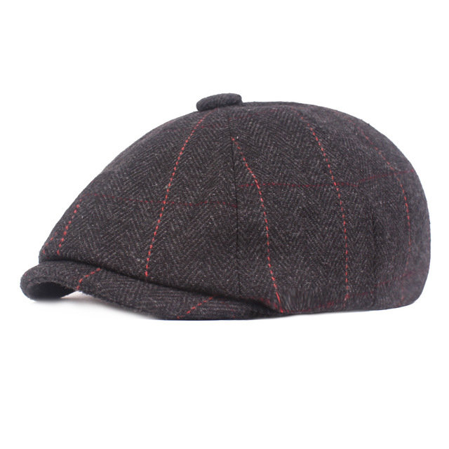 Octagonal Cap Men's Beret Season Woolen Newsboy hat