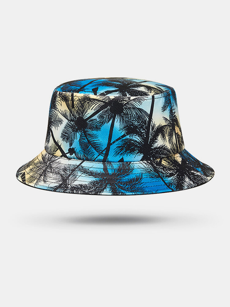 Unisex Cotton Plants Printing Holiday Style Fashion Outdoor Sunshade Bucket Hat