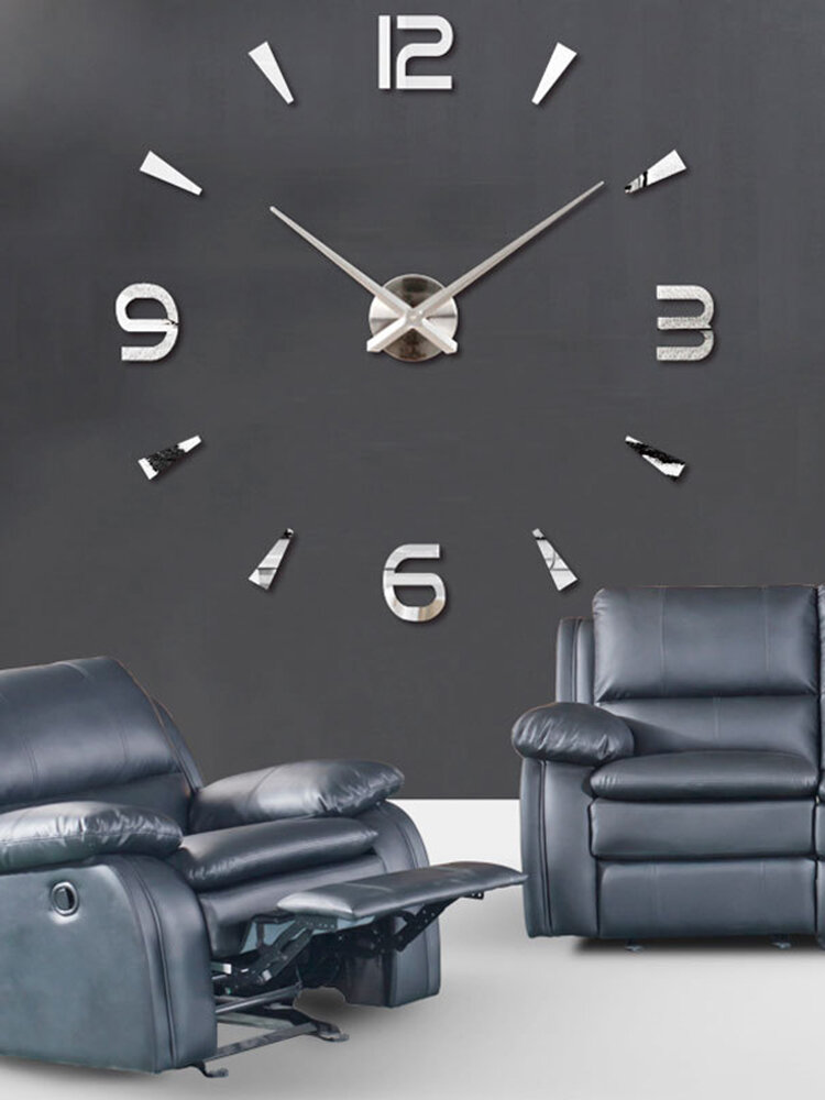 Acrylic Mirror Creative Digital Wall, Large Leather Wall Clocks