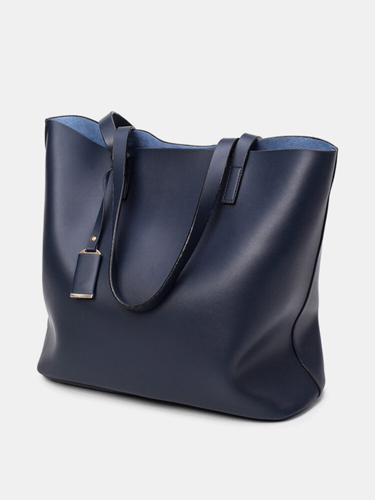 Women 2 PCS High-end PU Leather Tote Bag Handbag Vintage Shoulder Bag