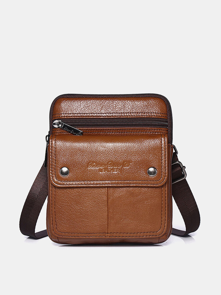 Menico Men's Leather Crossbody Bag Outdoor Casual Multi-compartment Shoulder Bag Mobile Phone Bag