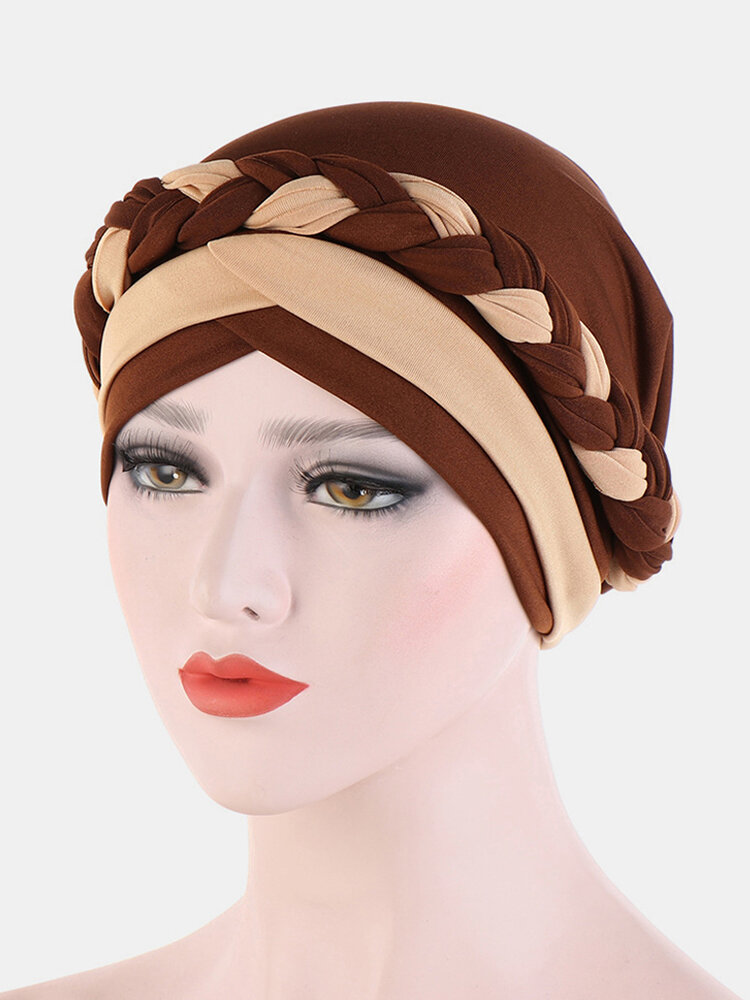 Chiffon Cow Louver Beanie Fold Hat Soft Adjustable Headdress Headscarf