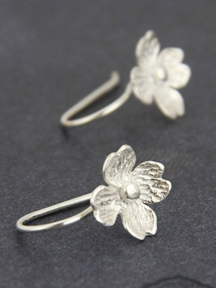 925 Silver Plated Women Earrings Heart Petal Pendant Earrings