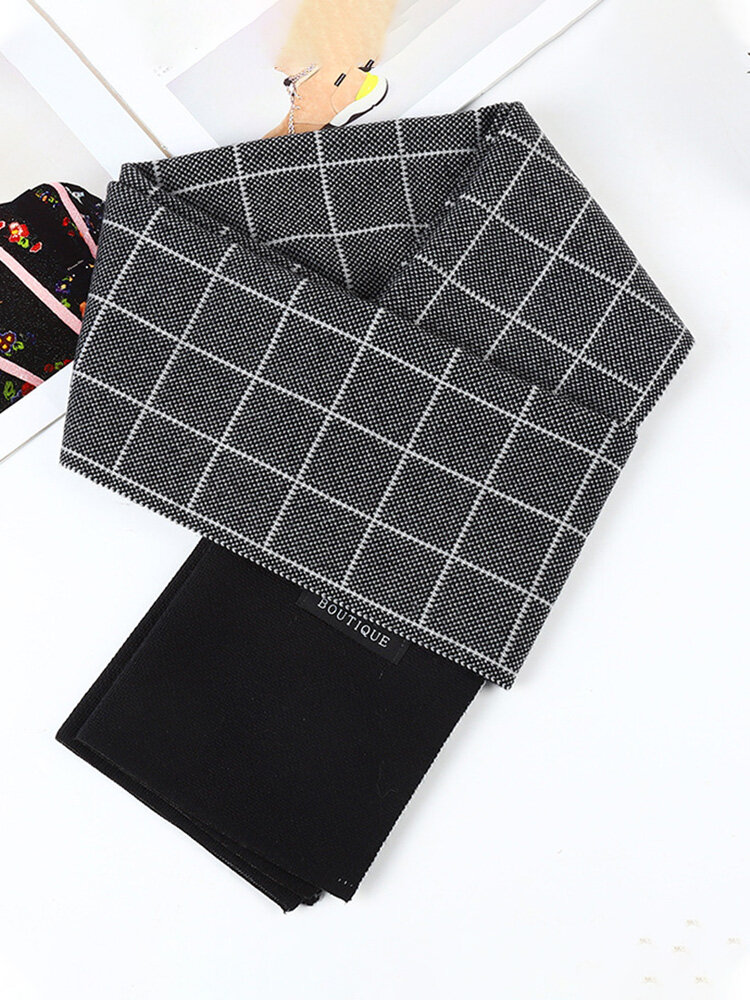 

Unisex Wool Lattice Pattern Jacquard Letter Label Thickened Lengthened Autumn Winter Warmth Scarves, Khaki;black;gray;navy