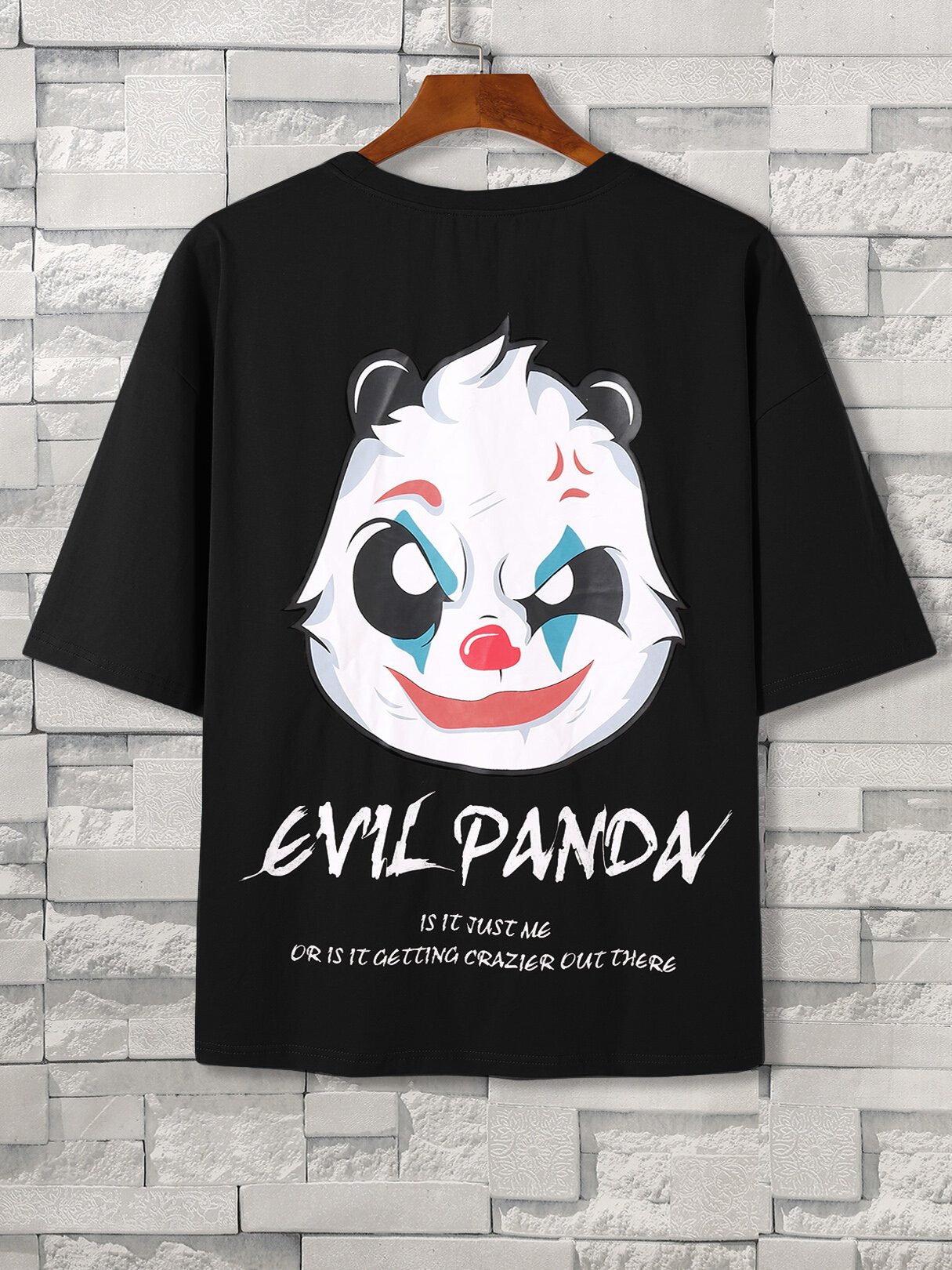 Men Funny Panda Cartoon And Letter T-Shirt