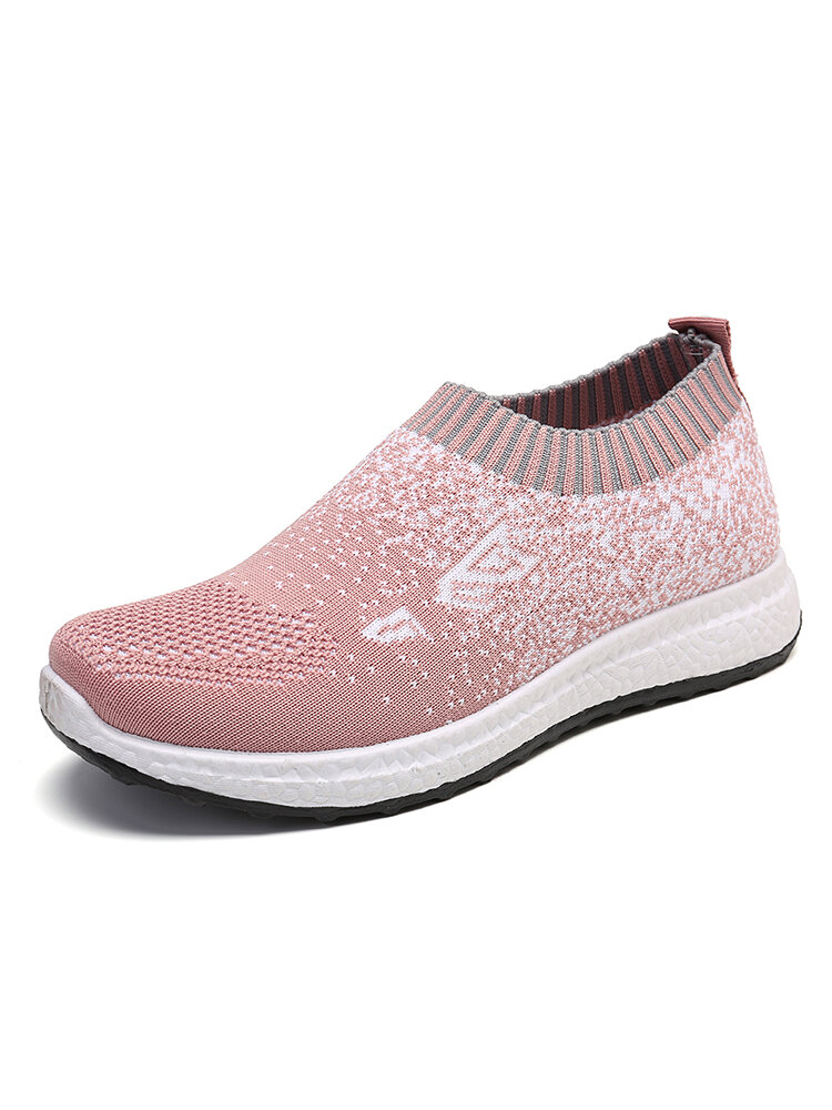 LOSTISY Women Casual Sports Shoes Light Breathable Hollow Mesh Slip On Sneakers