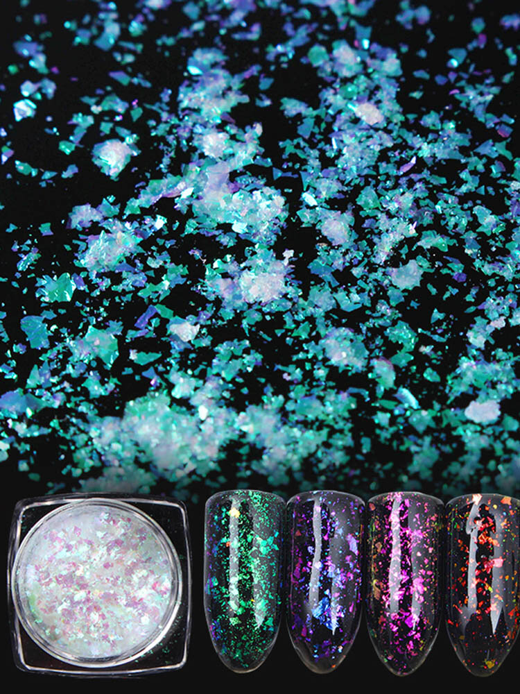 Transparent Chameleon Nail Powder Flakes Multichrome Bling Shimmer Nail Art Glitter