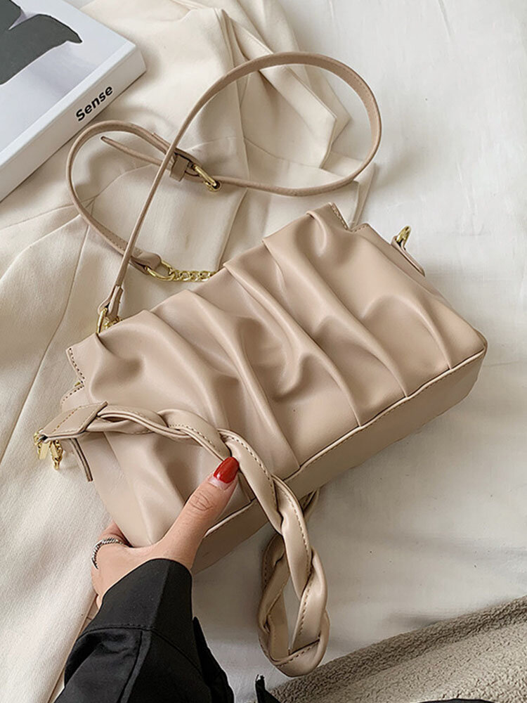 Women Faux Leather Fashion Solid Color Square Handbag Crossbody Bag